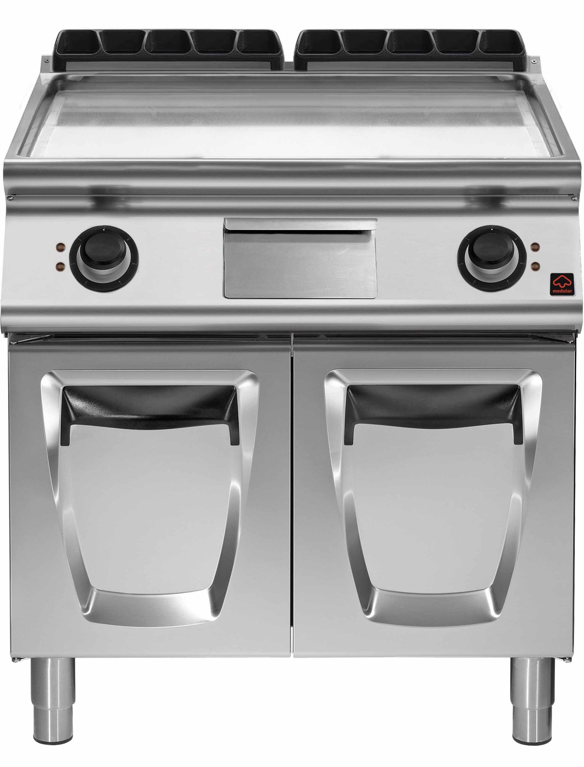 Fry top elettrico su vano con porteversione simplepiastra liscia cromatapotenza 10,8 kw
