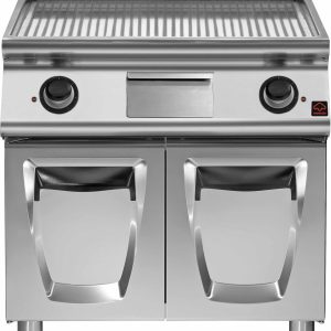 Fry top elettrico su vano con porteversione simplepiastra rigatapotenza 10,8 kw