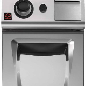 Fry top a gas su vano con portaversione simplepiastra rigatapotenza 7 kw