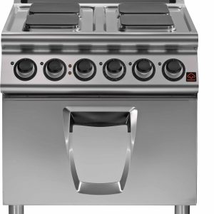 Cucina elettrica versione extreme su forno elettrico a convezione da 6 kw 4 piastre quadre in ghisa da 4 kw cadauna