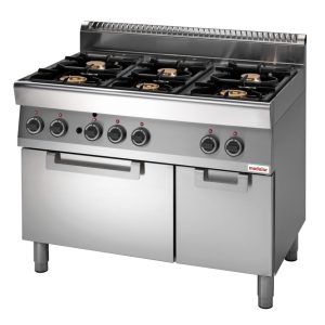 Cucina a gas6 fuochi,forno elettrico a convezionebacinella in acciaio inox