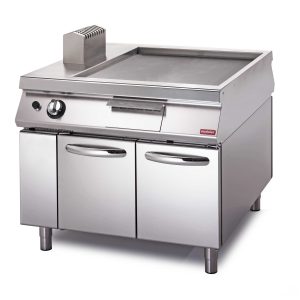 Fry top gaspiastra liscia su vano con portecomandi 2 lati Potenza 14 kw