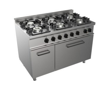 Cucina a gas a sei fuochi con forno elettrico e7cupg6fe