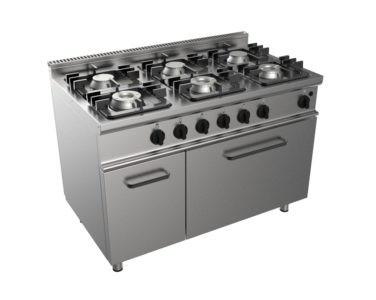 Cucina a gas a sei fuochi con forno a gas e7cupg6fn