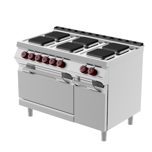 Cucina elettrica 6 piastre quadre con forno elettrico e armadietto MODELLO PEE73MA