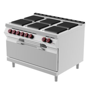 Cucina elettrica 6 piastre quadre con forno elettrico maxi MODELLO PEE93MM