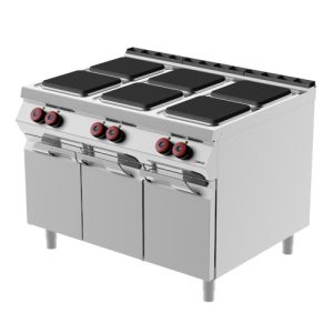 Cucina elettrica 6 piastre quadre con porta battente MODELLO PE093MA