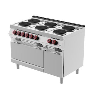 Cucina elettrica 6 piastre tonde con forno elettrico e armadietto MODELLO PEE73M0