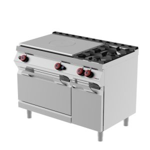 Tutta piastra doppia a gas con 2 fuochi con forno e armadietto MODELLO TPG73MB