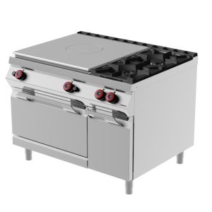 Tutta piastra doppia a gas con 2 fuochi con forno e armadietto MODELLO TPG93MB