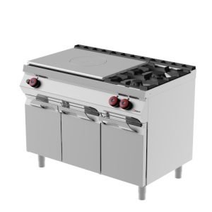 Tutta piastra doppia a gas con 2 fuochi e porte battenti MODELLO TPG73MA