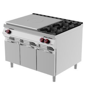 Tutta piastra doppia a gas con 2 fuochi e porte battenti MODELLO TPG93MA