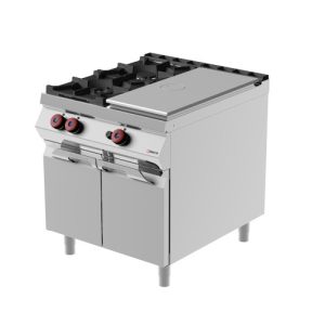Tutta piastra singola a gas con 2 fuochi e porte battenti MODELLO TPG92MD