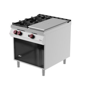 Tutta piastra singola a gas con 2 fuochi e vano a giorno MODELLO TPG92MC