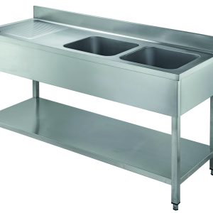 LAVELLO INOX APERTO 2 VASCHE SGOCCIOLATOIO 160x70x95cm