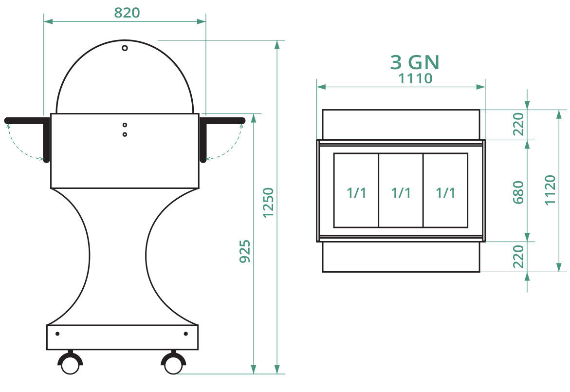 CAR. BAGNOMARIA - 3xGN1/1 - CUPOLA - BIANCO