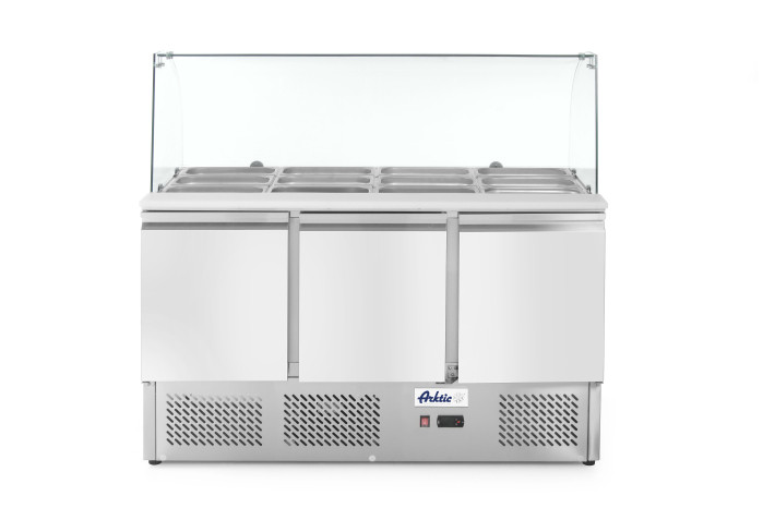 SALADETTE A TRE PORTE CON VETRINETTA 380L 2/8?C 230V/310W R600A 1365X700X(H)1300MM