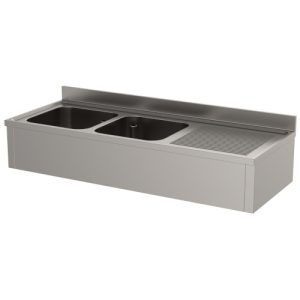 Lavatoio sospeso due vasche e gocciolatoio ILSA inox MODELLO LVSP0009 1600x700x340