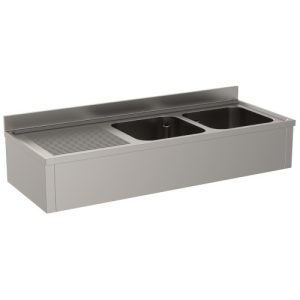Lavatoio sospeso due vasche e gocciolatoio ILSA inox MODELLO LVSP0010 1600x700x340