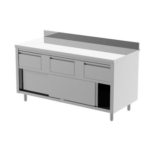 Tavolo armadiato con cassetti e porte scorrevoli ILSA inox MODELLO TACC67A106-GSZ 1000x600x850