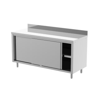 Tavolo armadiato con porte scorrevoli e alzatina ILSA inox MODELLO TFGN670047 800x700x850